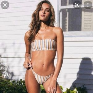 New pacsun la hearts stripe bikini top bottom set S